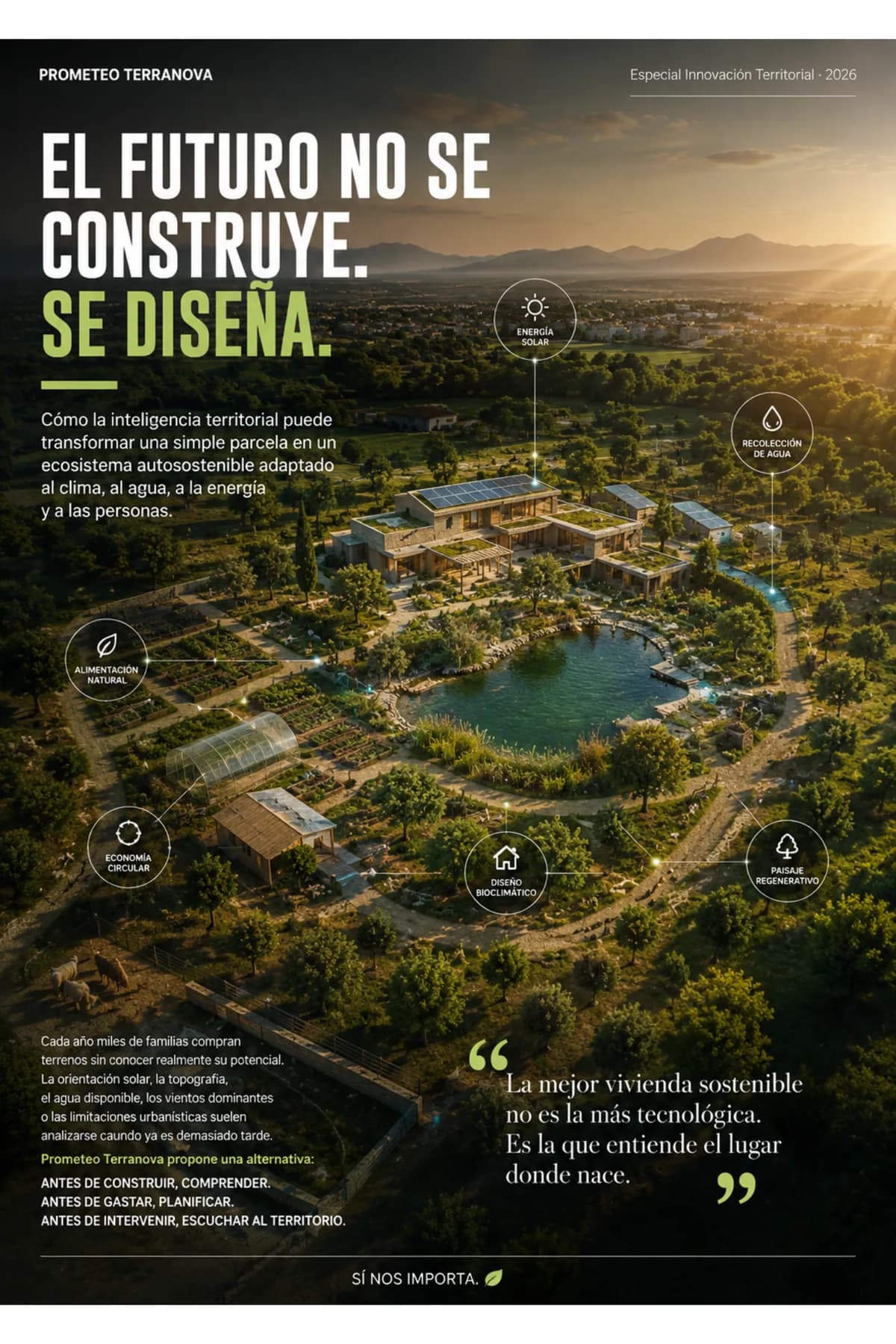 El futuro no se construye. Se diseña.. Página 1 del especial de Prometeo Terranova.